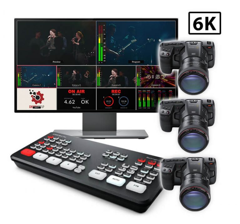 3-Camera 6K Pocket Cinema and ATEM Mini Streaming Kit