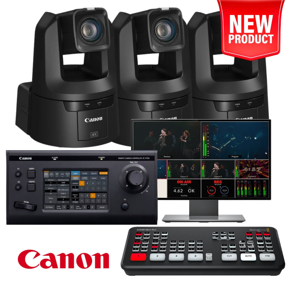 Canon CRN700 PTZ 4Camera Streaming Kit (ATEM) Church Live Streaming