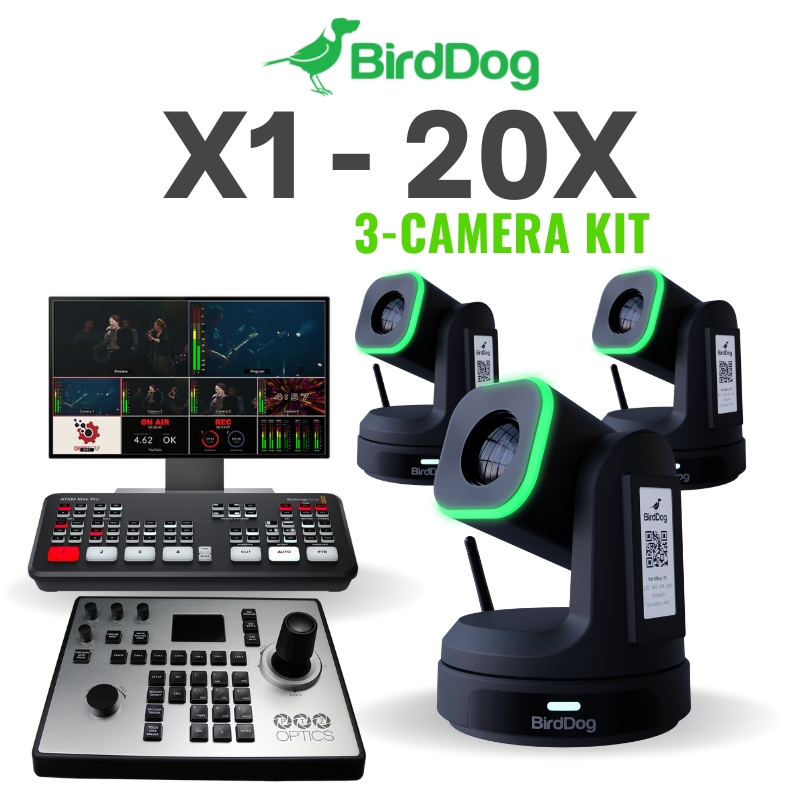 1-Camera-WH (5) BirdDog X1 20x PTZ 3-Camera Streaming Kit (ATEM Mini Pro) - Image 1