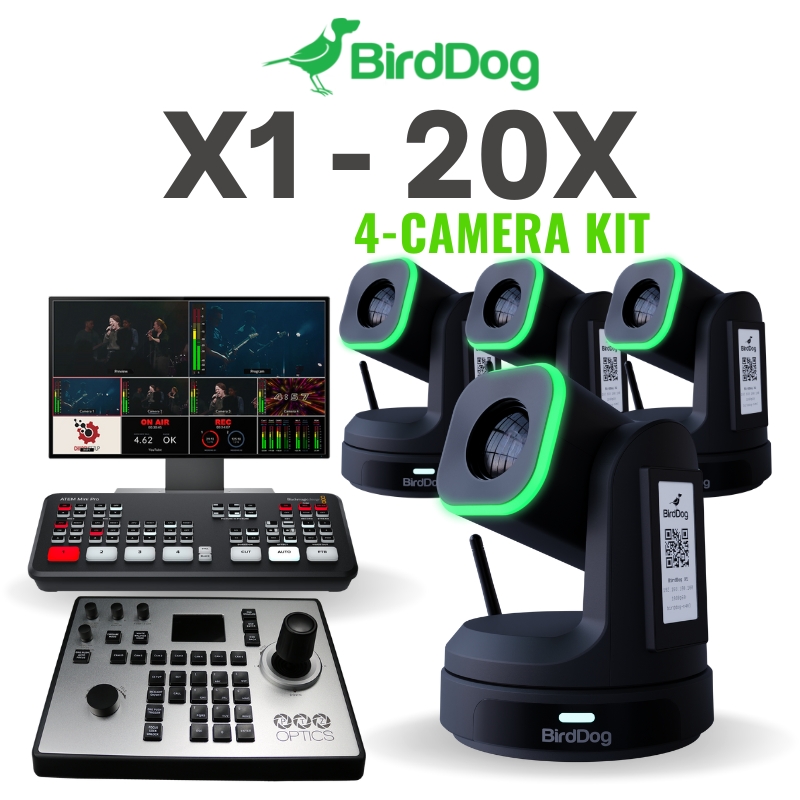 1-Camera-WH (8) BirdDog X1 20x PTZ 4-Camera Streaming Kit (ATEM Mini Pro) - Image 1