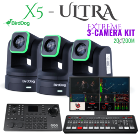 BirdDog X5 20X PTZ 3-Camera Streaming Kit | ATEM Mini Extreme
