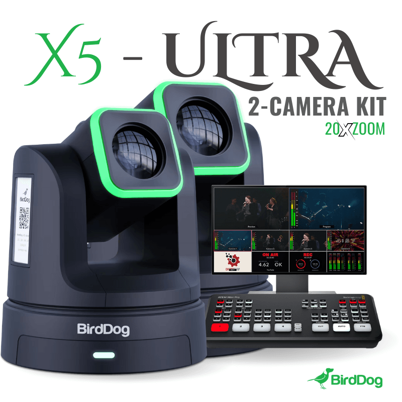 1-Camera-WH (4) BirdDog X5 Ultra 20X PTZ 2-Camera Streaming Kit (ATEM Mini Pro) - Image 1