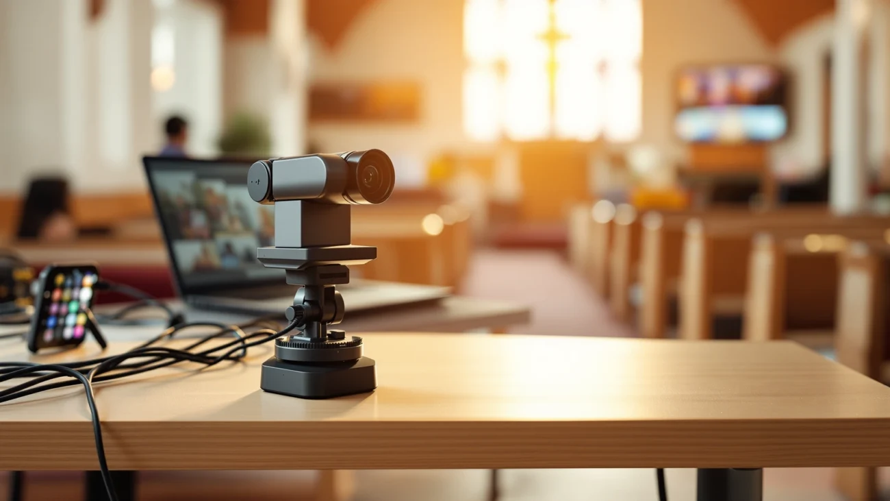 Church livestream gear photo for How much does a one-camera PTZ streaming kit cost for churches.