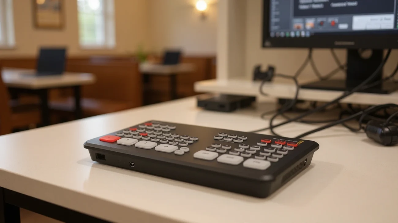 Church livestream gear photo for ATEM Mini Pro review for church streaming teams.