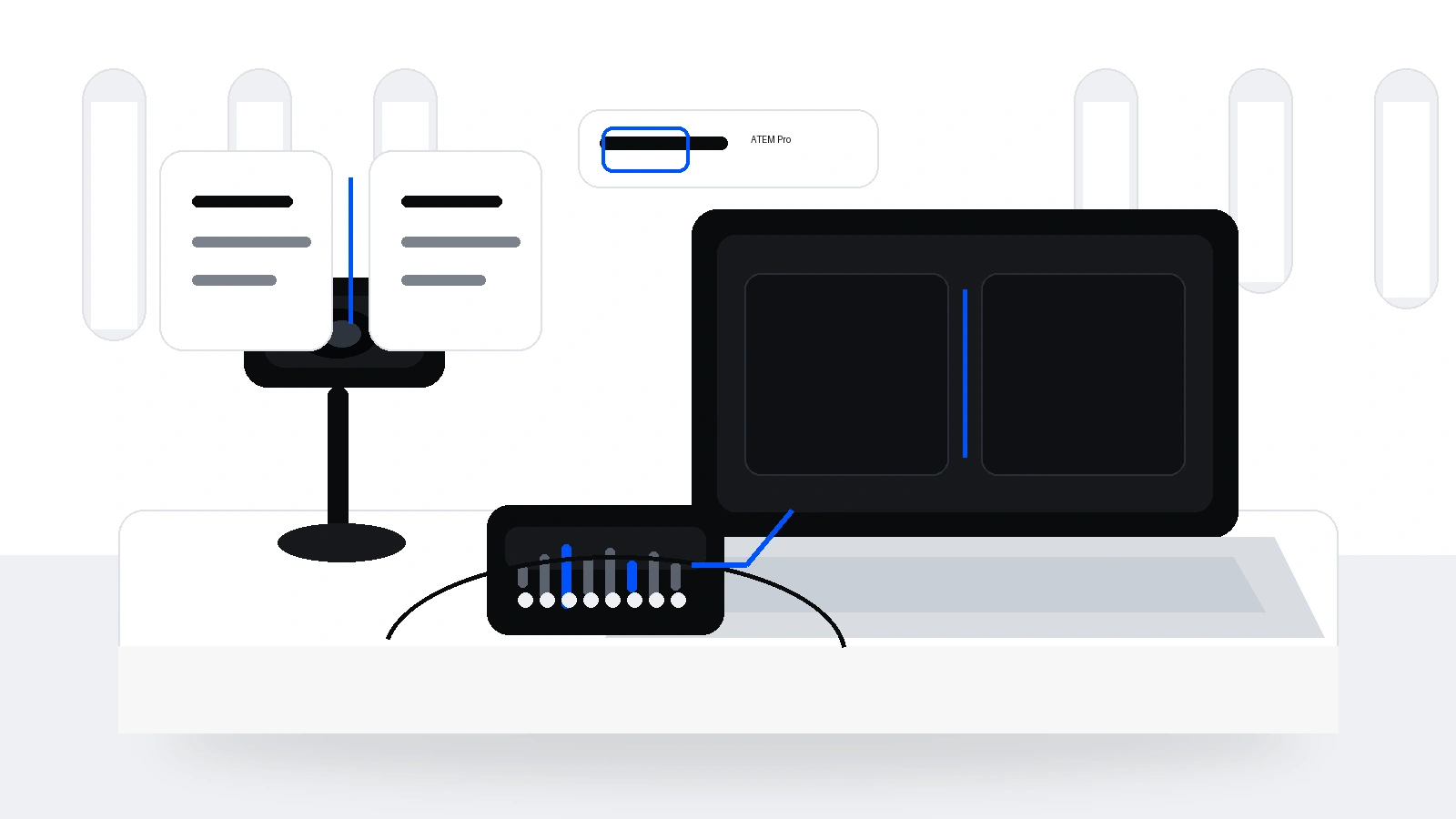 Church livestream setup illustration for ATEM Mini Pro vs. ATEM Mini Extreme for churches.