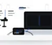 Church livestream setup illustration for 5-port vs. 8-port PoE switch for church PTZ camera kits.